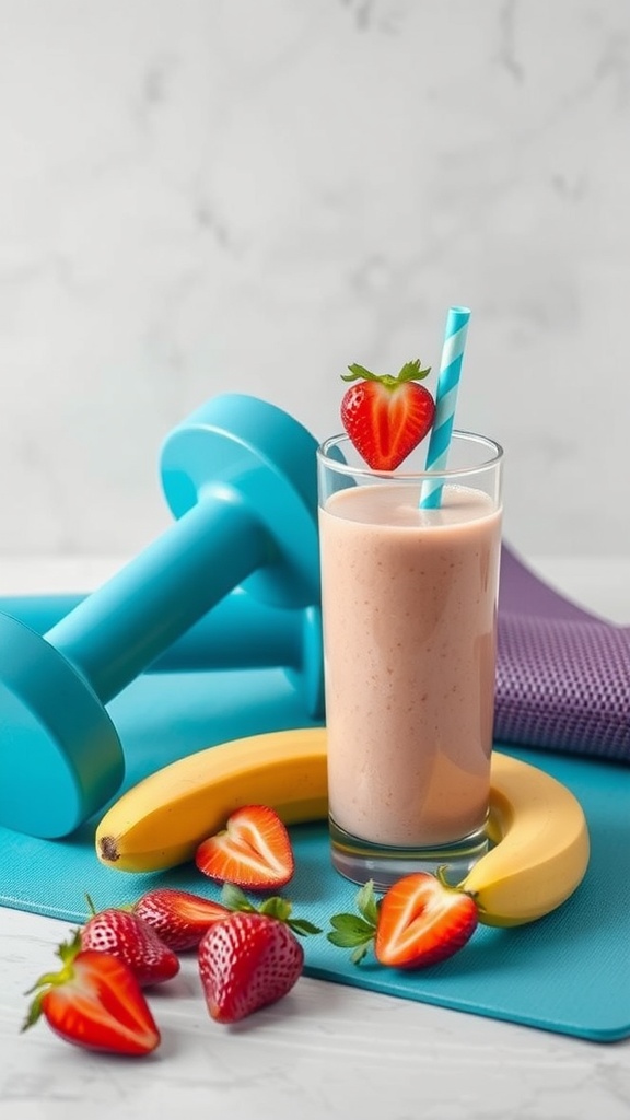 Healthy strawberry banana smoothie for post-workout recovery