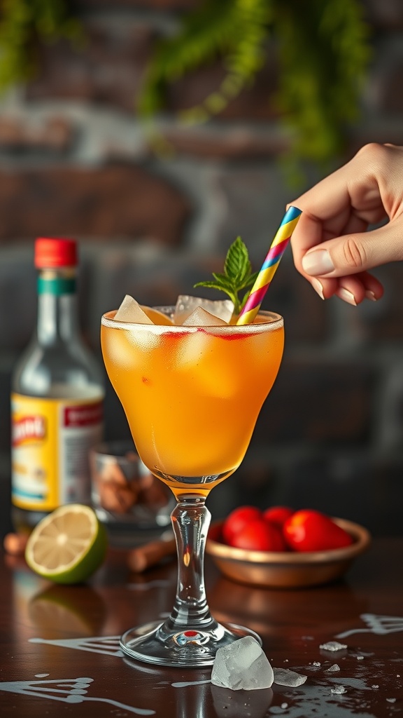 Classic margarita with a salted rim and lime garnish