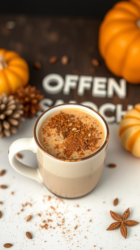 Pumpkin Spice Coffee Smoothie in a mug sprinkled with spices