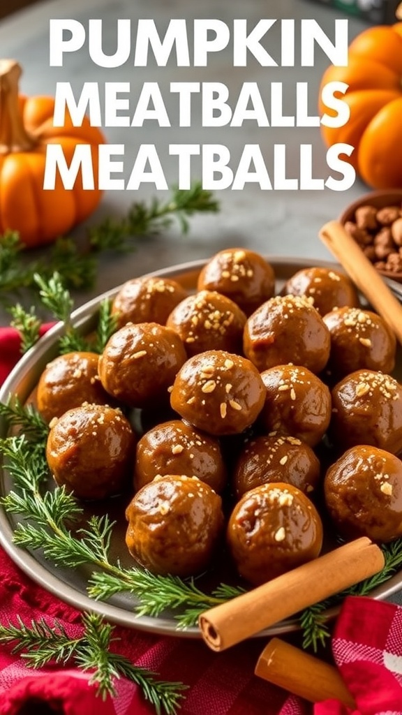 Delicious pumpkin spice meatballs served on a plate