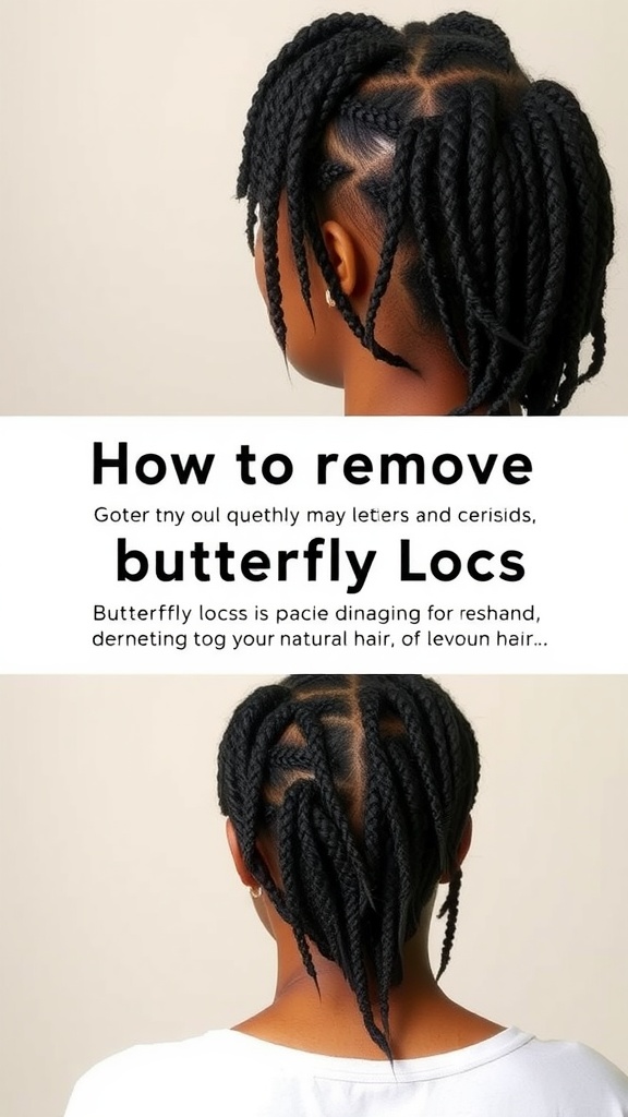A person with butterfly locs hairstyle from the back