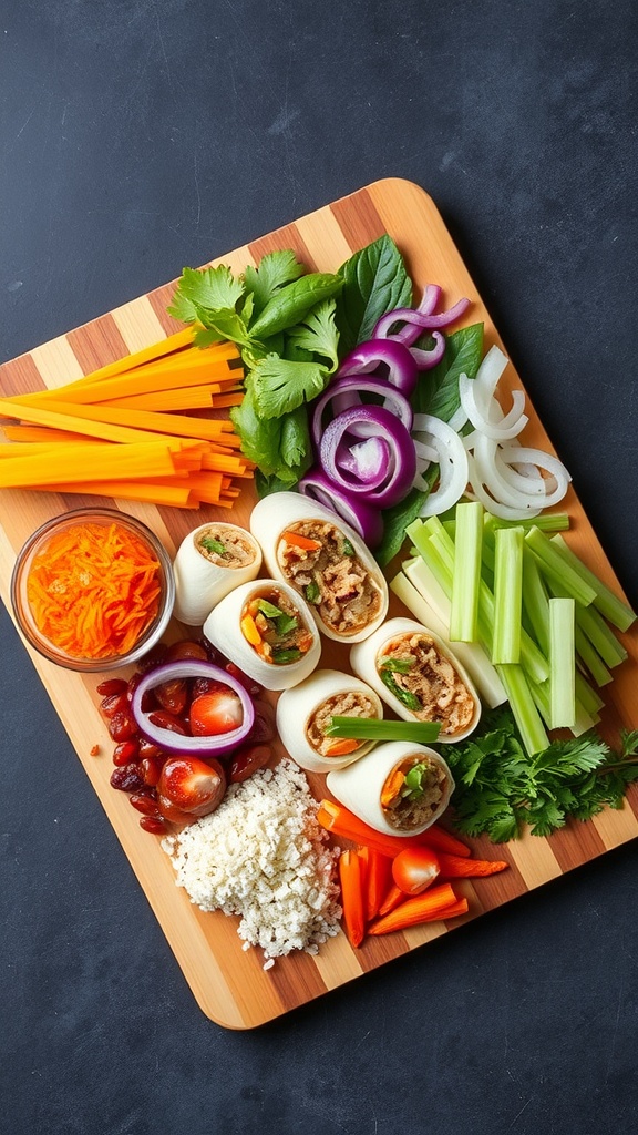 Various ingredients for making keto egg roll filling, including vegetables and ground meat.