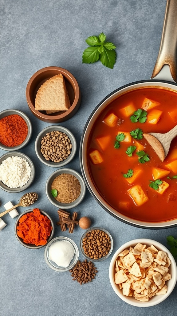 A layout of ingredients for preparing keto taco soup.