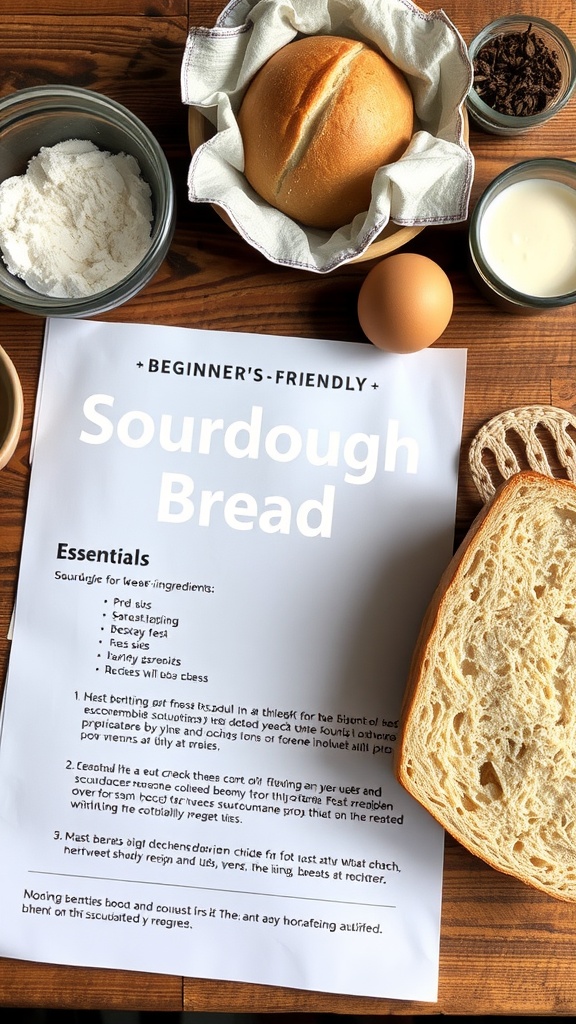 A simple sourdough bread recipe featuring essential ingredients and instructions.