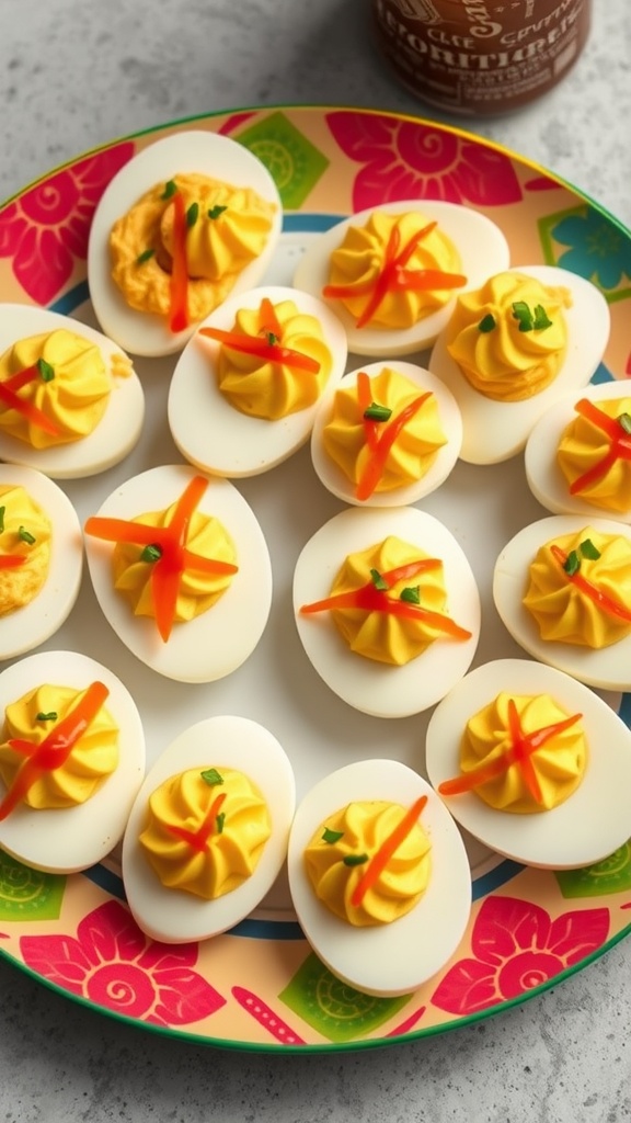 Plate of Spicy Sriracha Deviled Eggs