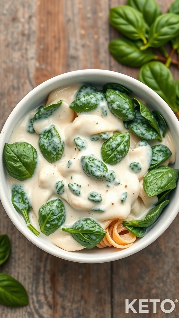 Keto-friendly spinach and alfredo fusion dish