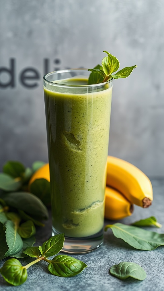 A refreshing green smoothie made with spinach and banana