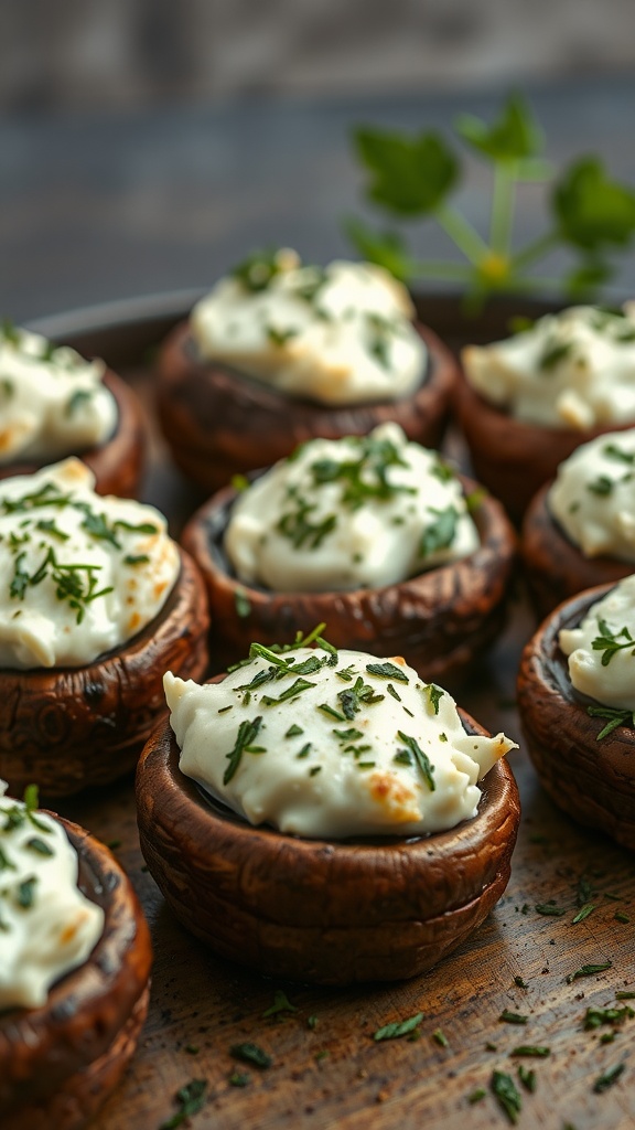 Delicious stuffed mushrooms filled with cream cheese and herbs