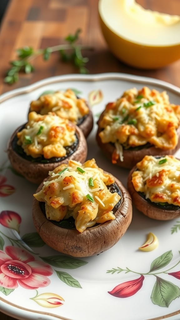 Delicious stuffed mushrooms topped with cheese