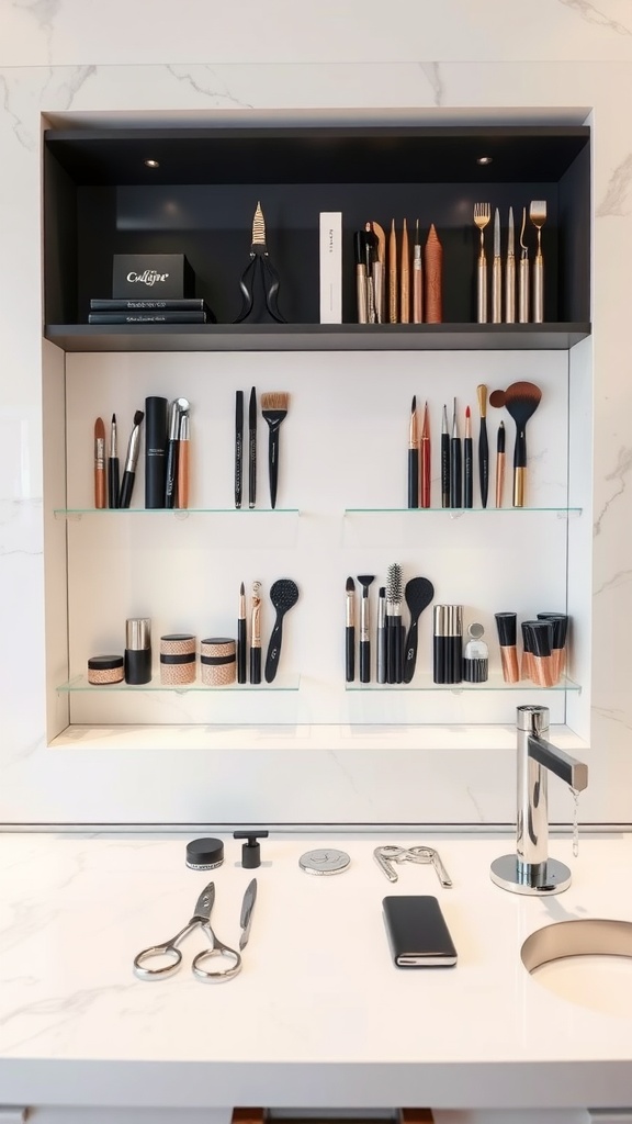 Stylish manicure station with organized tools and modern design
