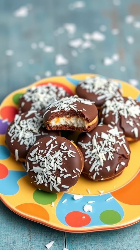 Delicious keto biscuits topped with chocolate and shredded coconut