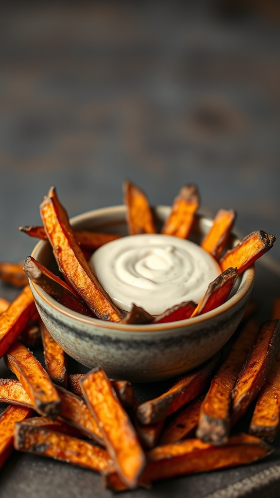 Sweet potato fries served with a creamy dip