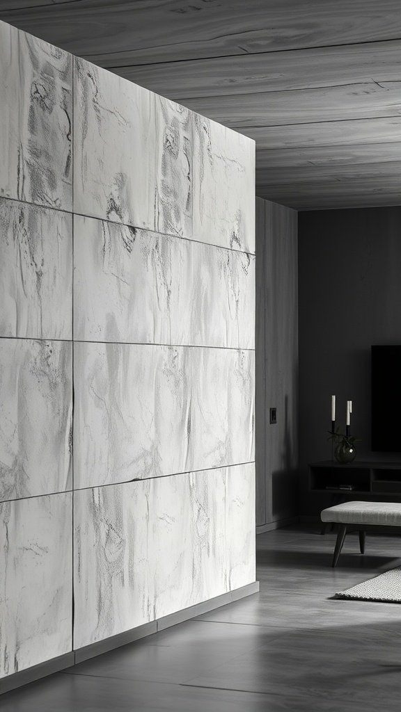 Interior space featuring textured concrete walls with a modern design aesthetic.