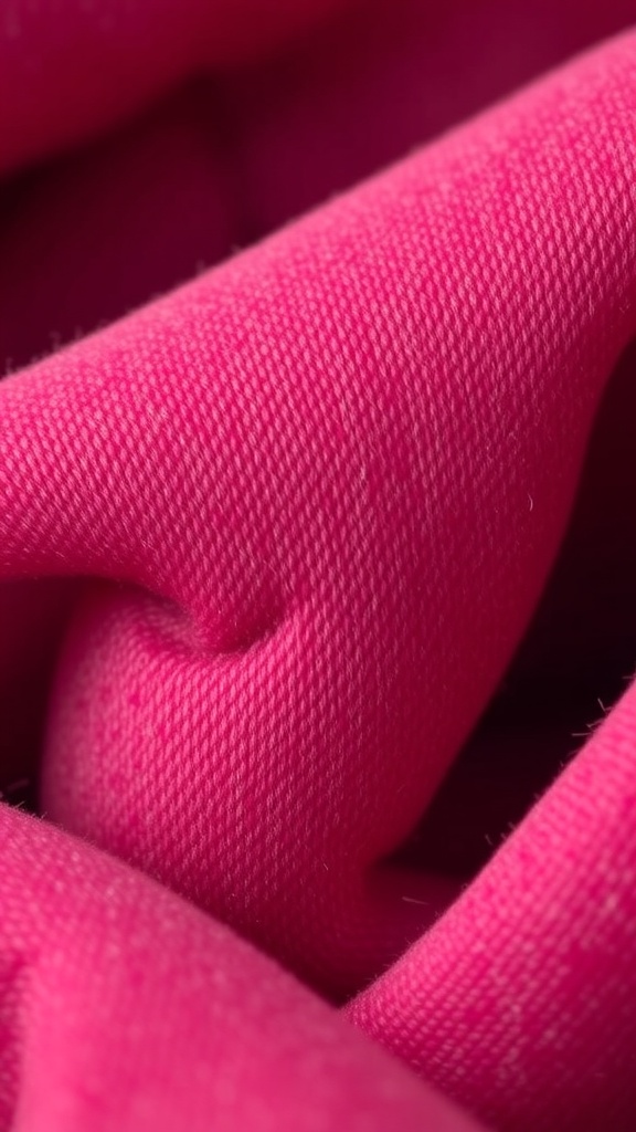 Close-up of pink velvet fabric showcasing a soft texture.