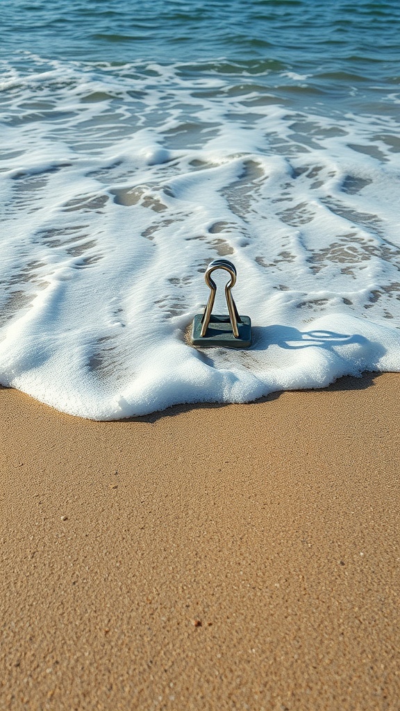 Close-up of a claw clip holding textured waves