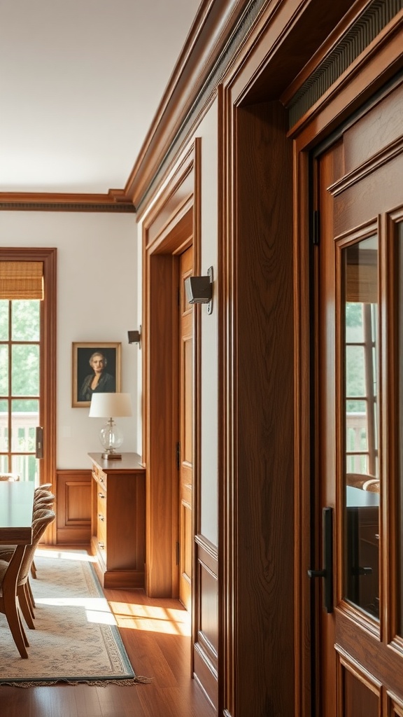 A well-designed interior showcasing custom millwork and wood finishes