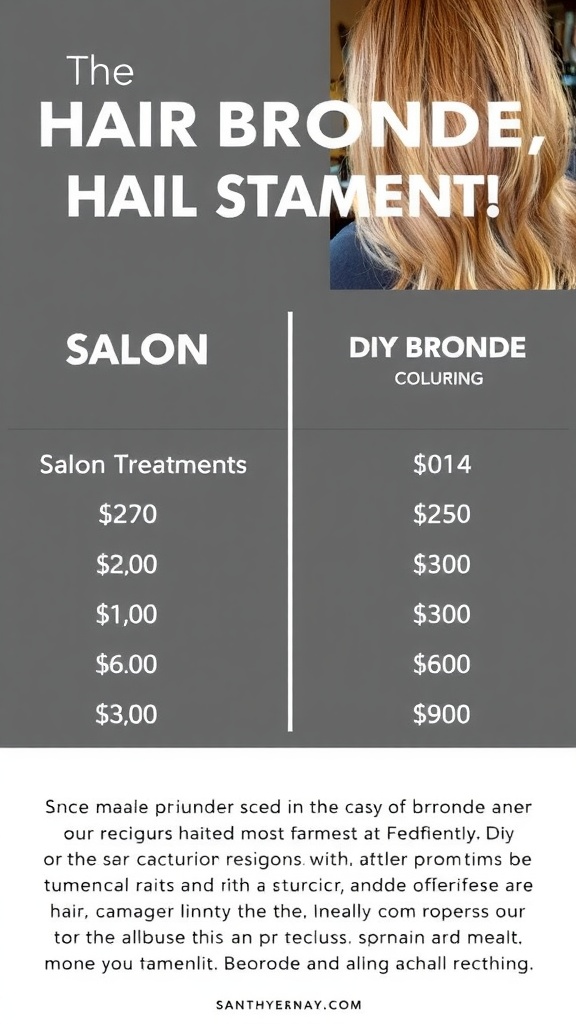 Cost comparison of bronde hair treatments from salon and DIY options.