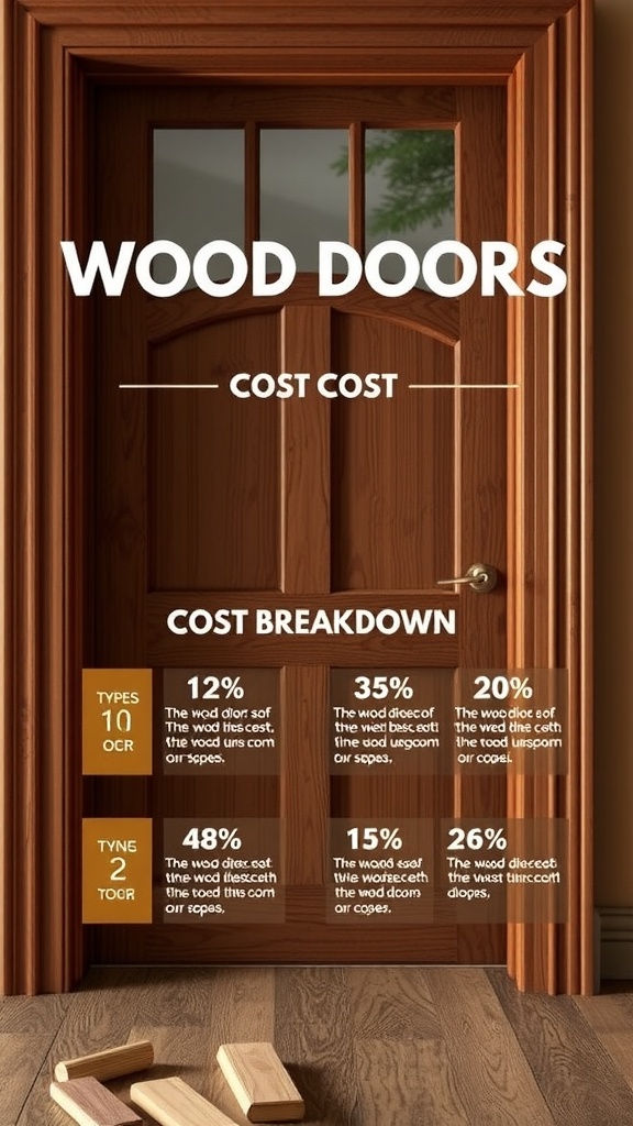 Wood doors cost breakdown with details on types and percentages.
