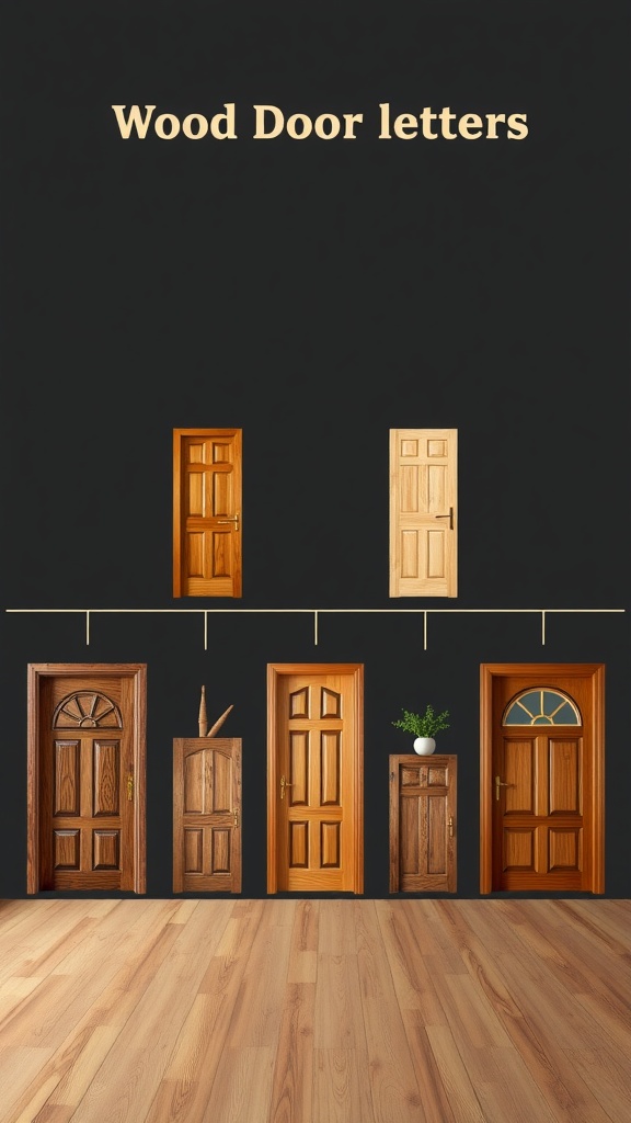 An illustration showcasing various styles of wood doors through the years.
