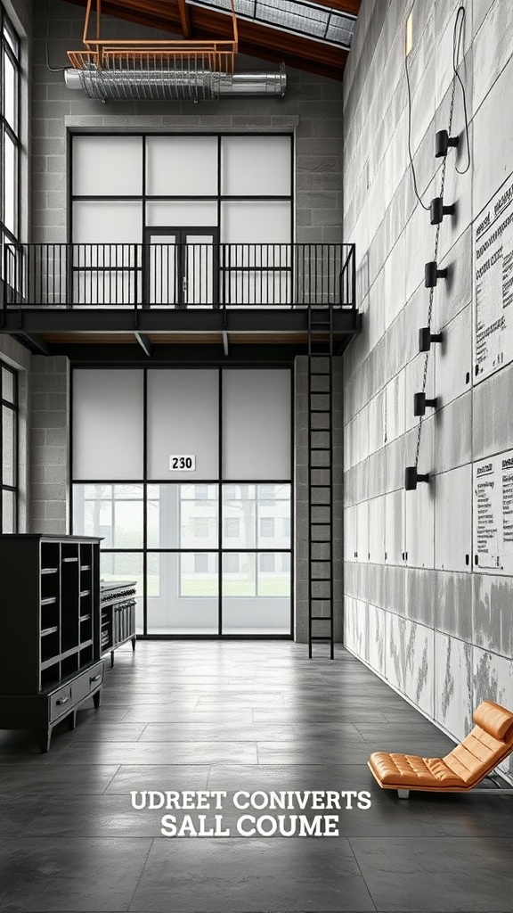 Interior of a space with concrete walls, showcasing modern design elements.