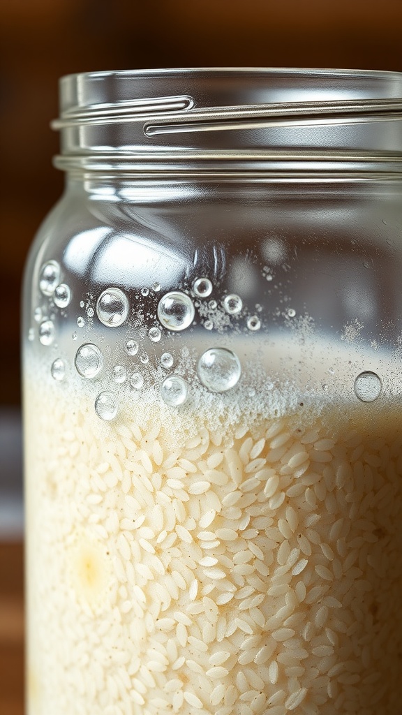 A jar filled with bubbling sourdough starter