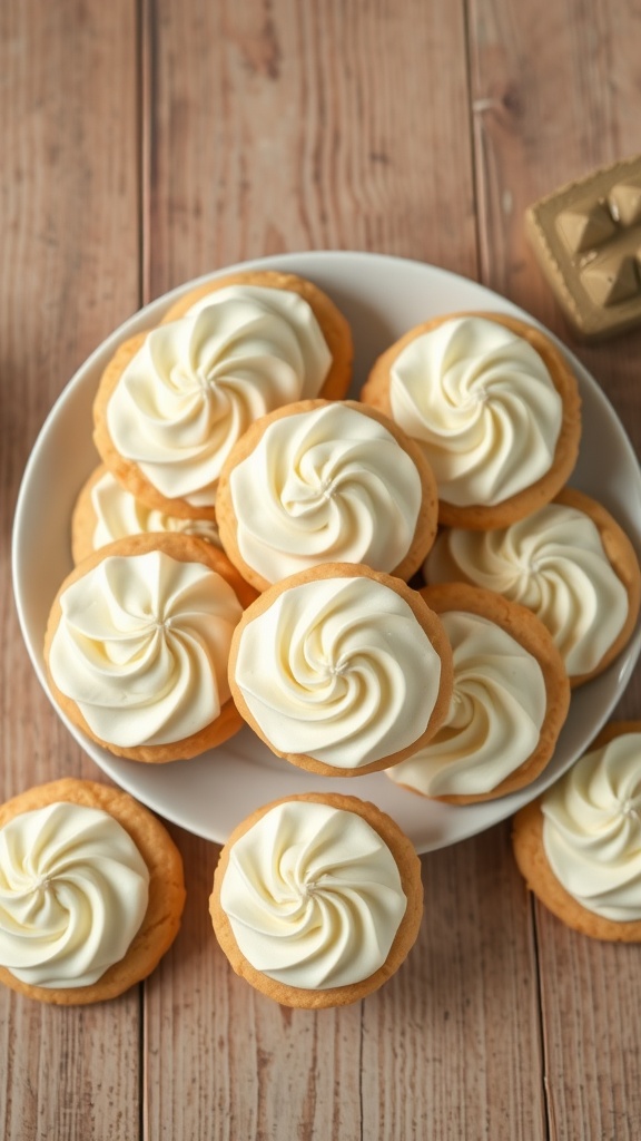Delicious cookies topped with cream cheese frosting.