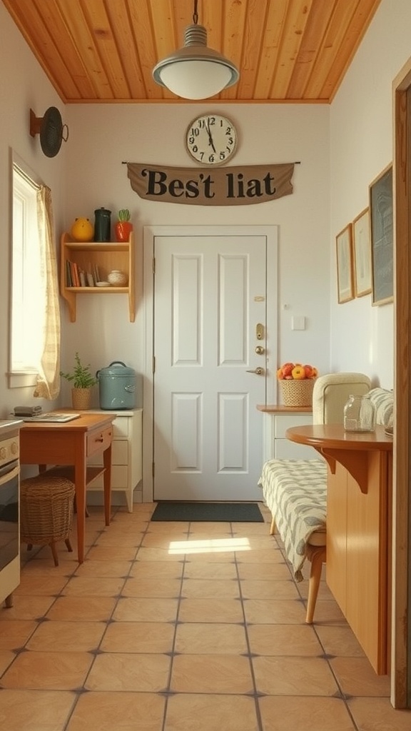 1970s interior design featuring vintage flooring and decor