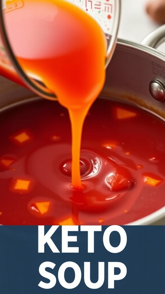 A vibrant bowl of keto taco soup with a zesty tomato broth.