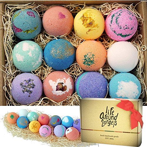 LifeAround2Angels Bath Bombs Gift Set 12 USA made Fizzies, Shea ...