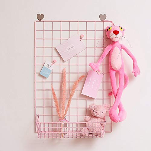 Pikify DIY Steel Grid Photo Frame for Wall [45 * 65cm-Black] Clip Holder Photo Frame,Multi Functional Creative Mesh Wall Grid (Pink), Rectangular