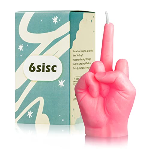 6sisc Middle Finger Scented Candle Hot Pink Danish Pastel Room Aesthetic Decor Pine Fragrance Candles Natural Vegan Soy Wax Hand Gesture Aromatherapy Candle for Home Bedroom Decoration Birthday Gifts