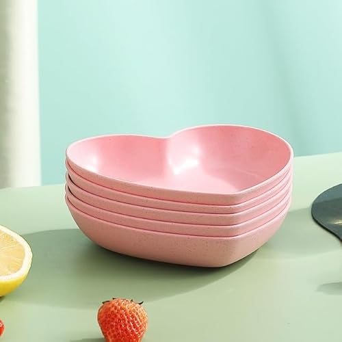 Swilak Pink Heart Shaped Plates, Plastic Snakes Plates, Side Dish Plates Plastic, Seasoning Dishes, Breakfast Plates, Plates for Dessert, Salad, Fruits, Cake, Plate Elegant for Home Kitchen (Dish 5)
