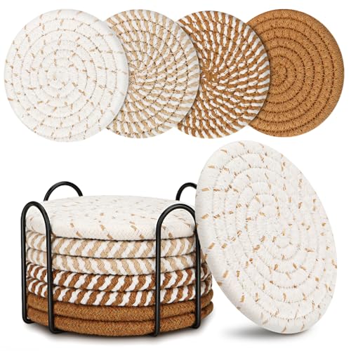 Farmhouse Coasters - Fall & Home Decor Clearance, Dome and Boho Office Aesthetic, Kitchen & Living Room Decor Accessories