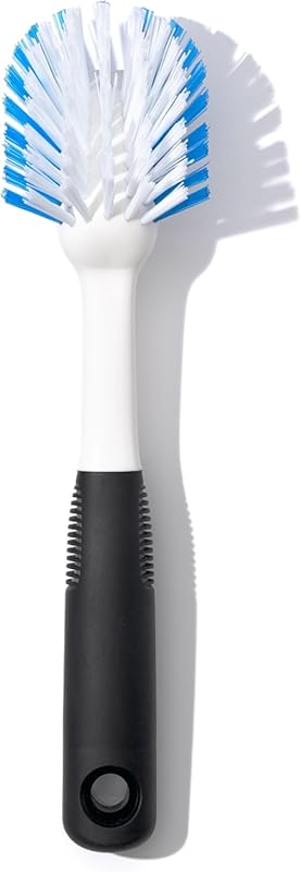 OXO Good Grips Dish Brush: Nylon Bristles, Built-in Scraper, Non-Stick