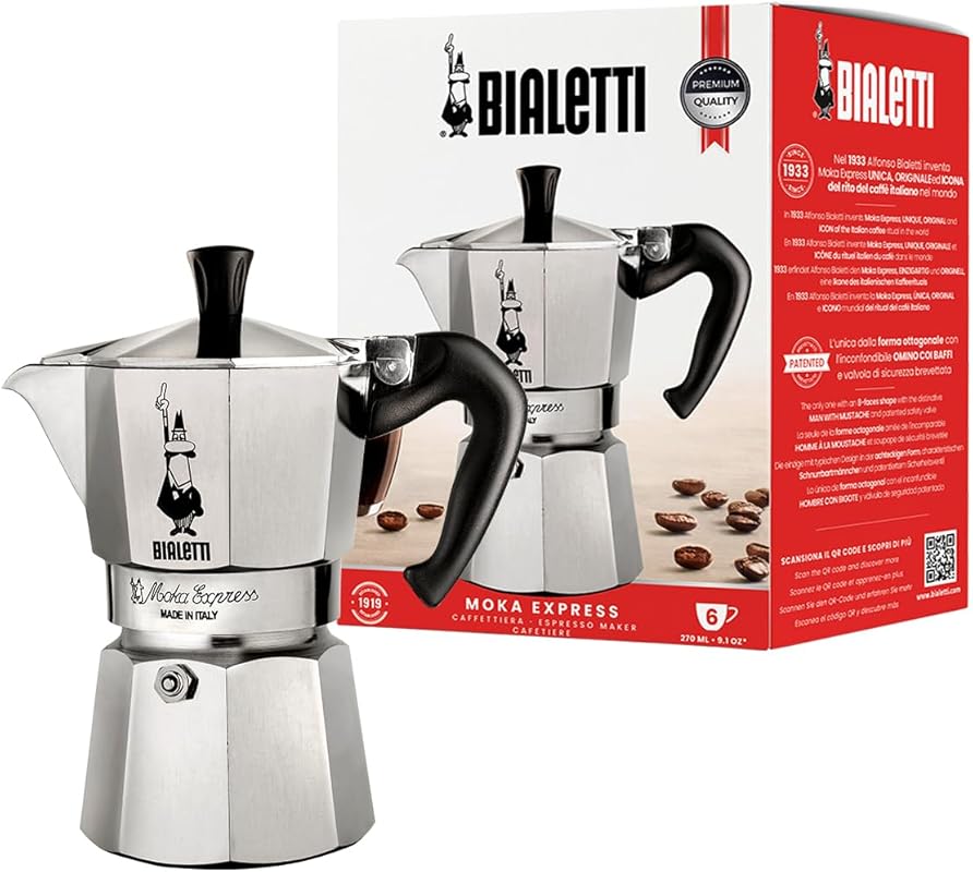 Bialetti Moka Express Iconic Italian Stovetop Espresso Maker, Natural 