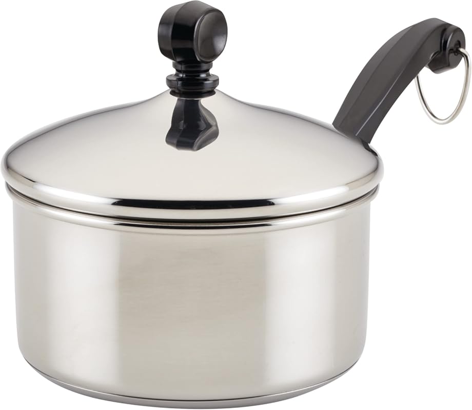Farberware Classic 1 Quart Stainless Steel Saucepan with Lid, Silver F