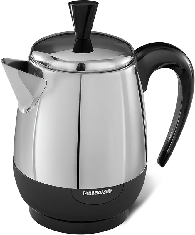 Farberware FCP240 Electric Coffee Percolator, 4 Cup, Stainless Steel, 