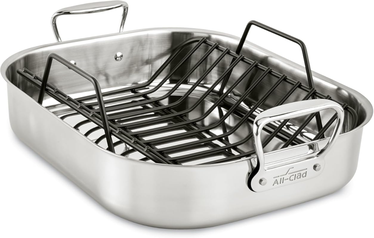 All-Clad Specialty Stainless Steel Roaster & Nonstick Rack, 16x13x5 In