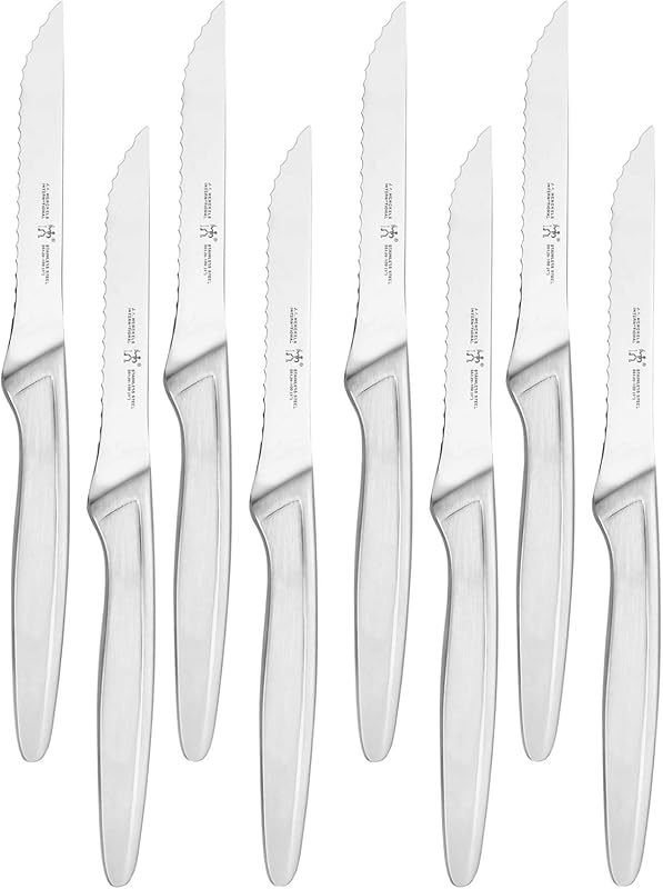 HENCKELS Razor-Sharp German Engineered Steak Knife Set of 8, Sliver, D
