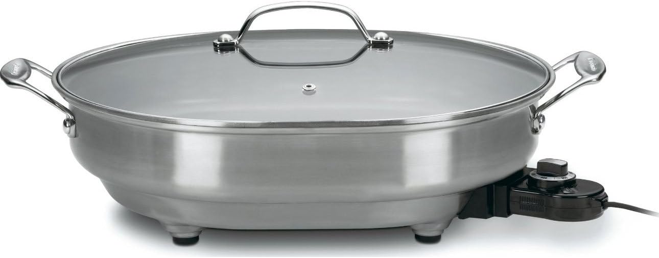 Cuisinart Oval Electric Skillet CSK-150NAS, 1500-Watt Nonstick with Br