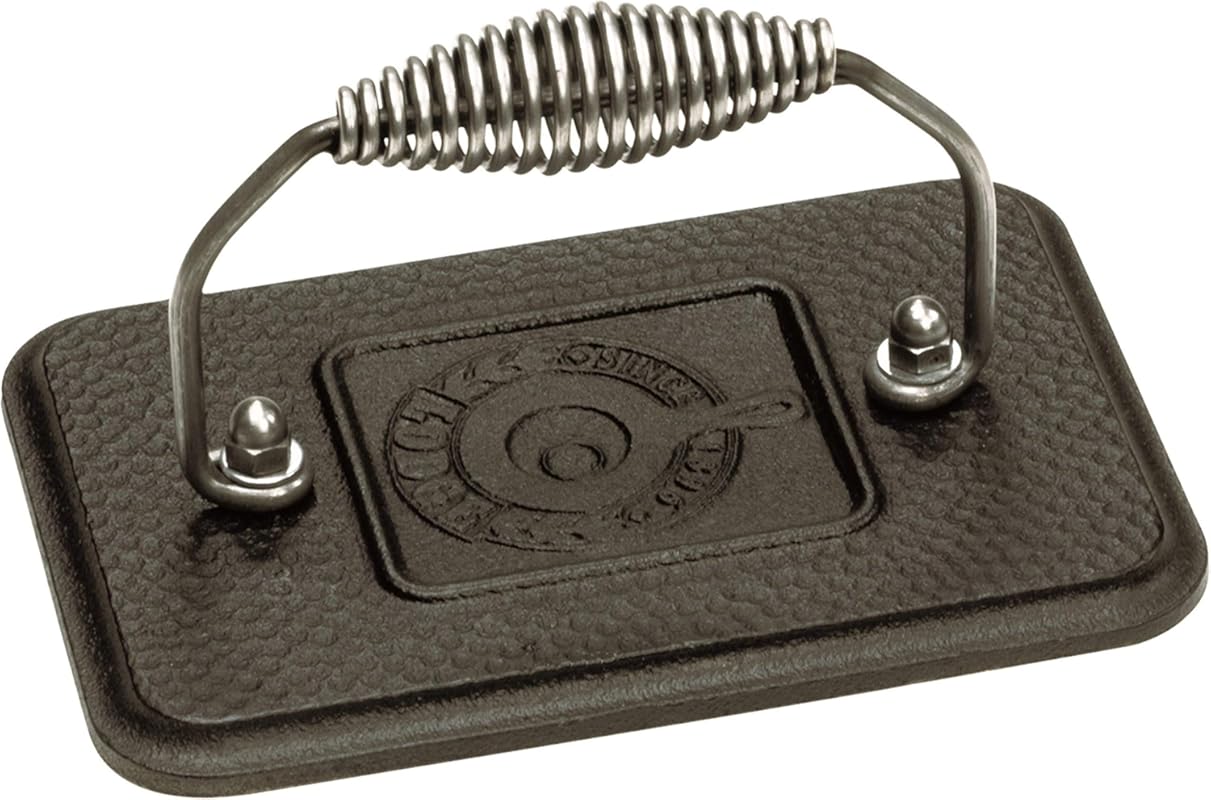 Lodge Pre-Seasoned Cast Iron Grill Press with Cool-Grip Spiral Handle,