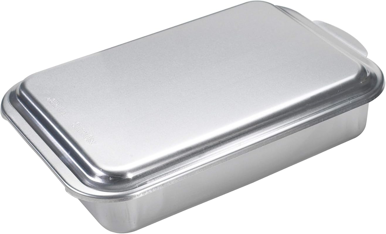Nordic Ware Classic Metal 9x13 Inch Covered Cake Pan for Baking and Tr