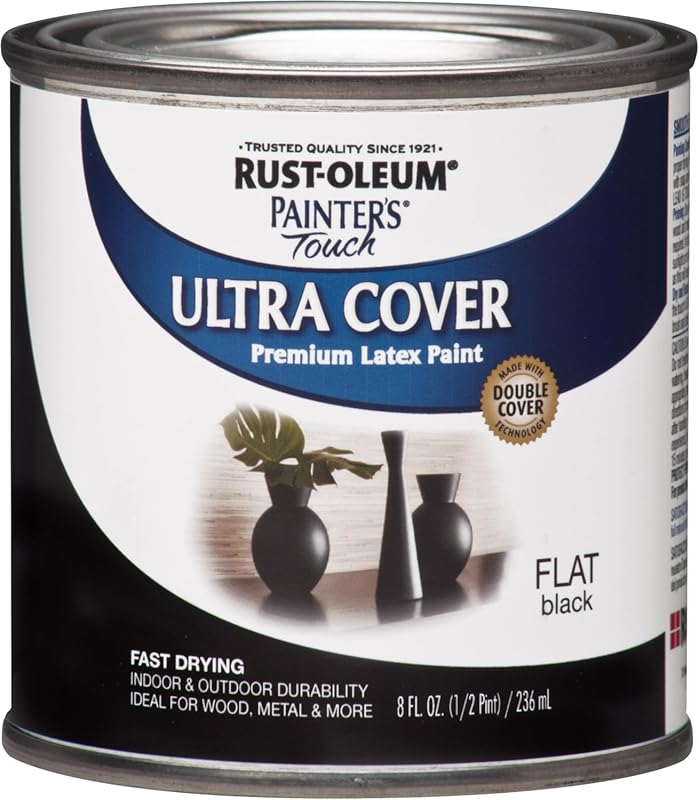 Rust-Oleum Painter's Touch Latex Paint: Flat Black, Half Pint (8 Fl Oz