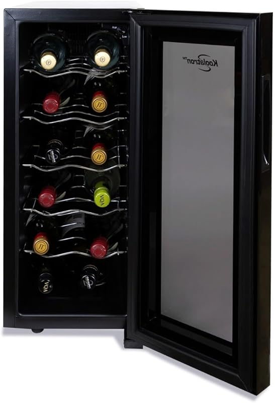 Koolatron 12 Bottle Freestanding Wine Fridge, Glass Door Cooler, 1.2 C