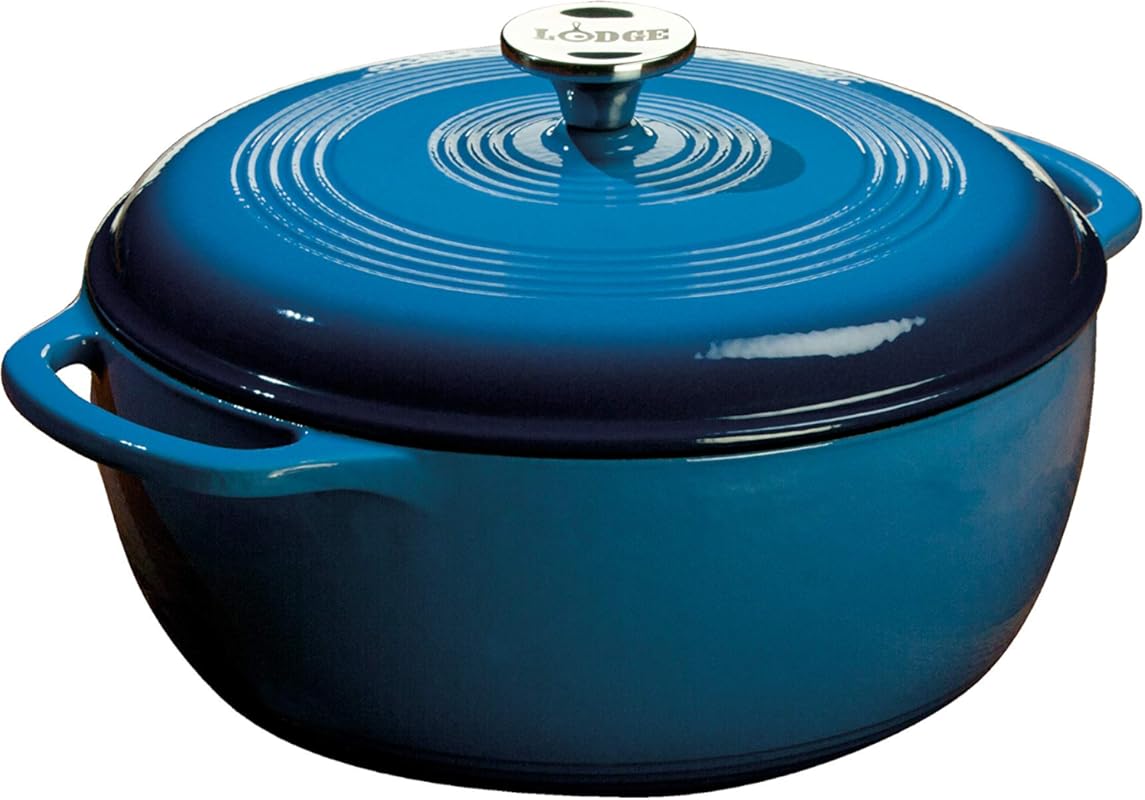 Lodge Essential Caribbean Blue 6 Quart Enamel Cast Iron Dutch Oven wit