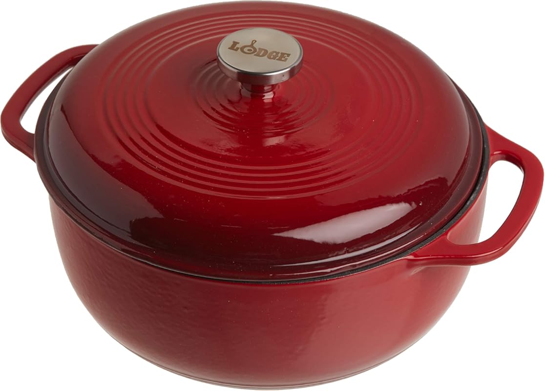 Lodge Essential 6-Quart Enamel Cast Iron Dutch Oven with Moisture-Seal