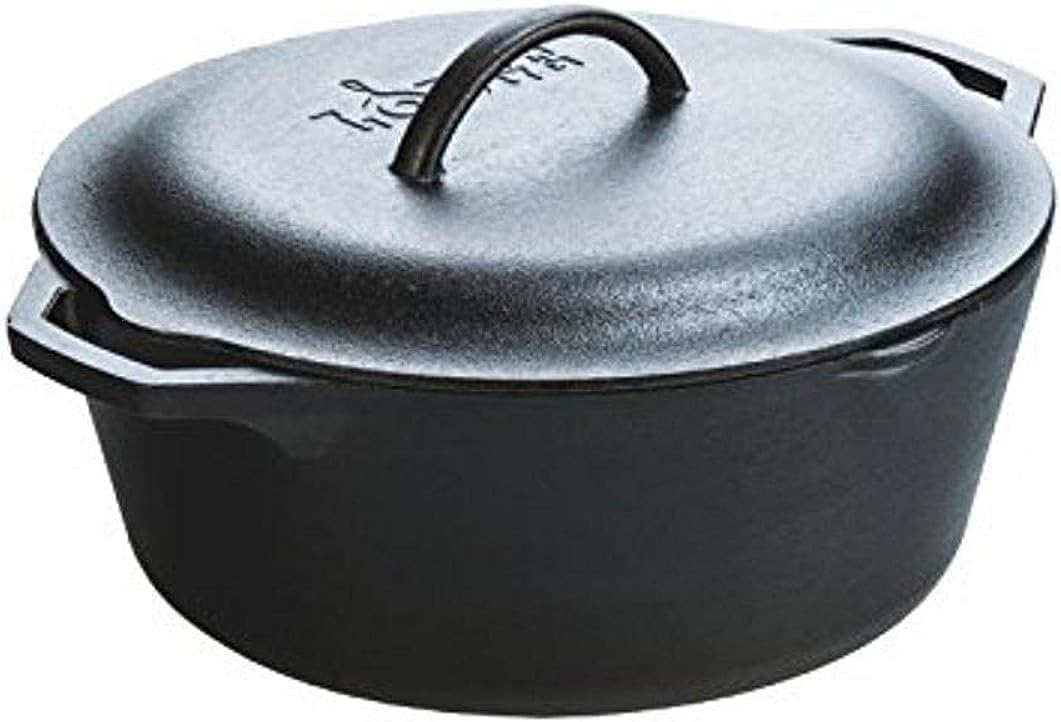 Lodge 7-Quart Cast Iron Dutch Oven with Self-Basting Lid, Pre-Seasoned
