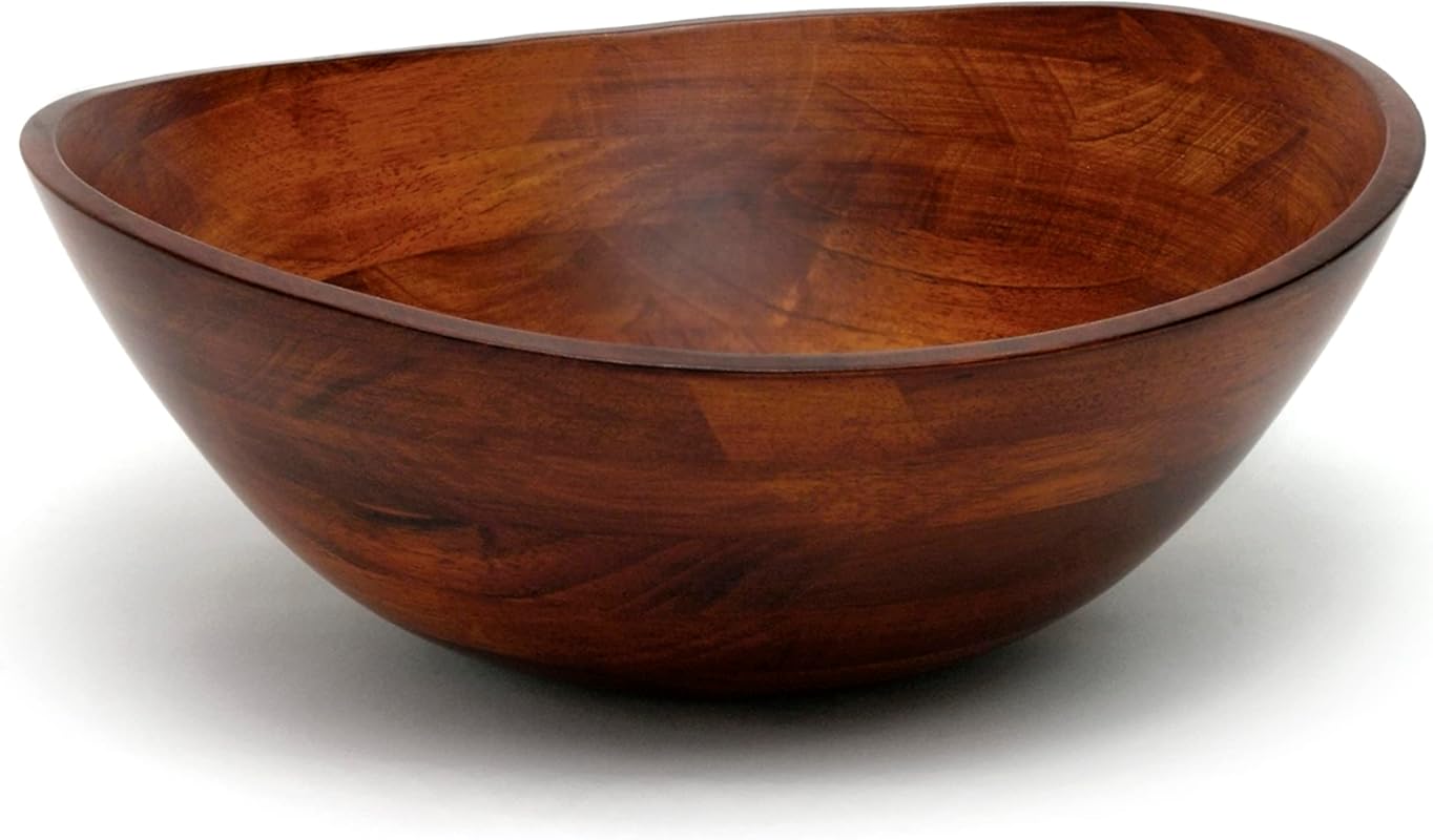 Lipper International 294 Cherry Finished Large Wavy Rim Serving Bowl f