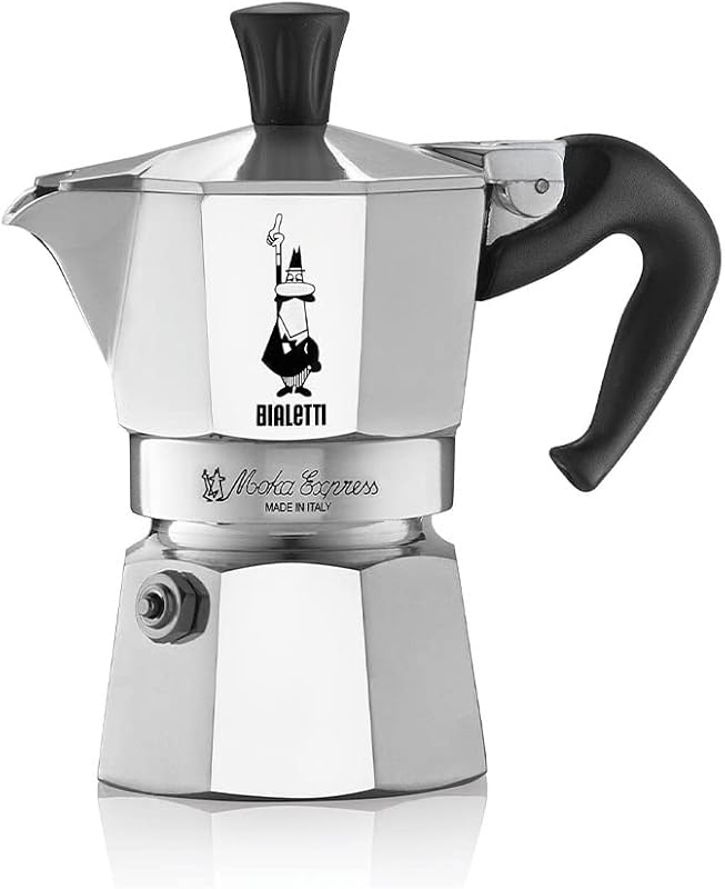 Bialetti Moka Express Stovetop Espresso Maker, 2 Cups (83ml) Silver Al