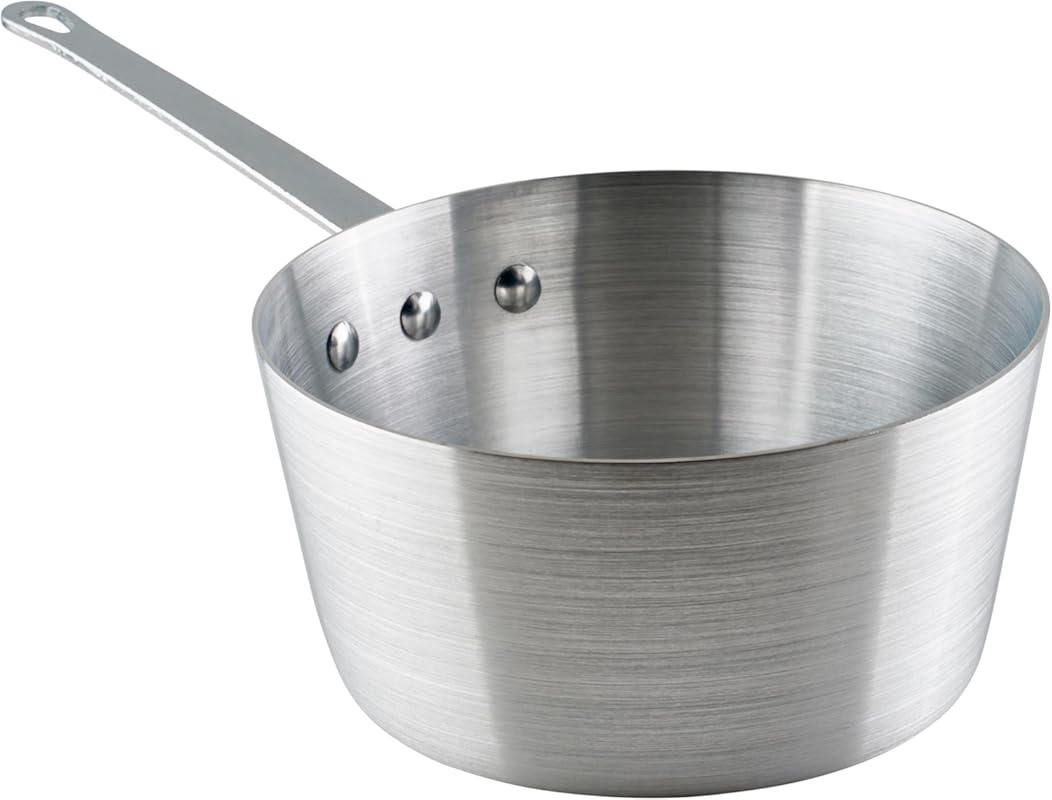 Winco Heavy-Duty 3.75 Quart Aluminum Tapered Sauce Pan, 3mm Thick for 